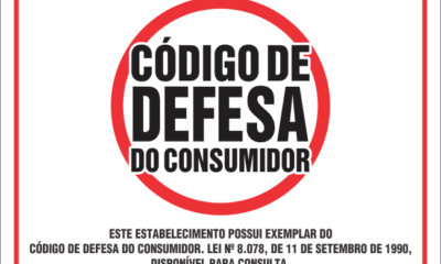 Exemplo de placa do Código de Defesa do Consumidor, que deve ser disposta em estabelecimentos