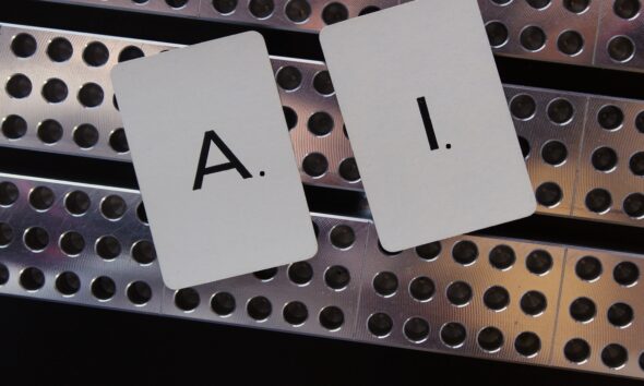 imagem com duas placas com as letras AI, simbolizando inteligência artificial; ferramentas de IA generativa; apps inteligência artificial