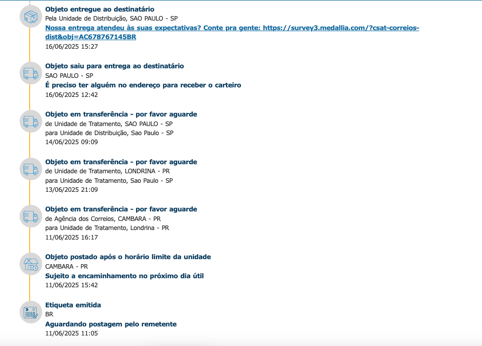 Rastreamento Correios